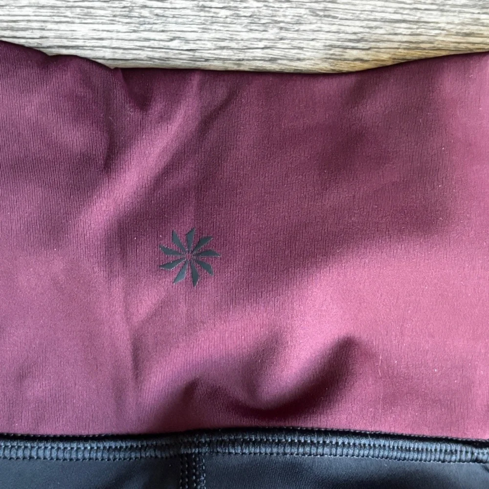 Athleta Crunch Colorblock 7/8 Length Tight Leggings Supersonic Black Burgundy S - Picture 13 of 13